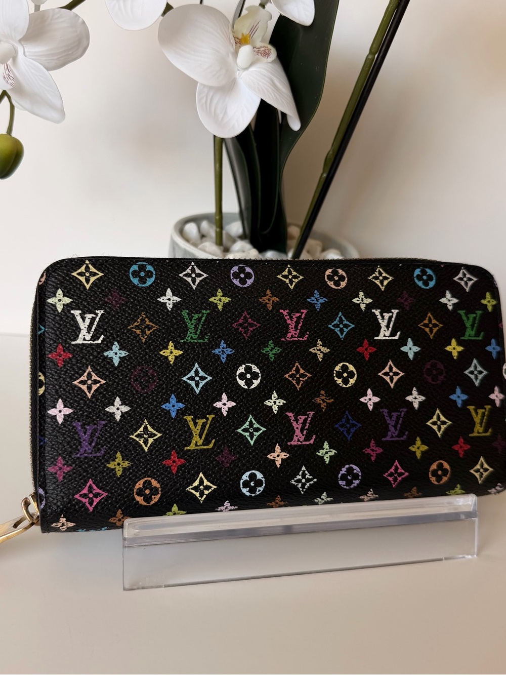 Louis Vuitton Multicolor Zippy Wallet Black Murakami pre loved 🥰